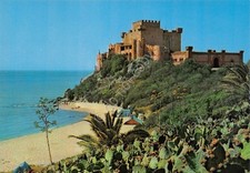 Cartolina Licata Castello di Falconara spiaggia tende da campeggio anni '70
