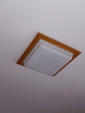 Plafoniera quadrata in plastica con cornice legno vintage con neon