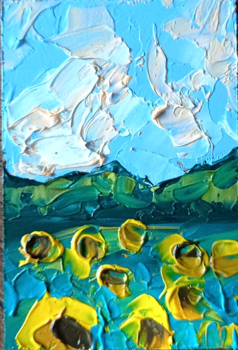 Girasoli dipinto olio opera - dipinto, ad