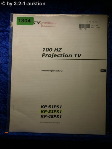 Sony manuale uso 61ps1 - d'uso, kp