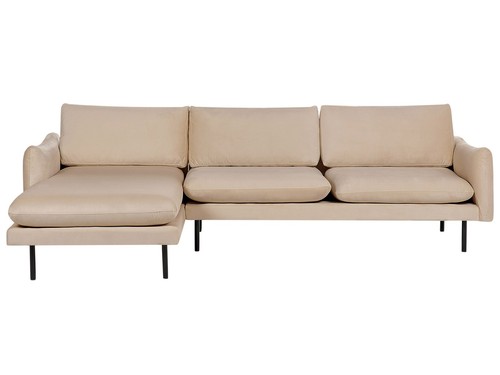 Divano angolare velluto beige