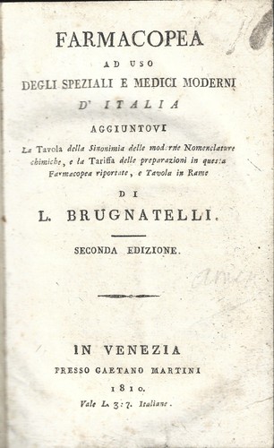 Brugnatelli farmacopea uso - -farmacopea,