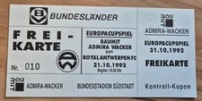 Biglietto EC 21.10.92 Admira