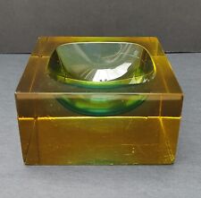Posacenere Svuotatasche quadrato in vetro di Murano sommerso Vintage 8x8x4 cm
