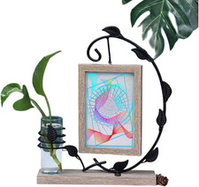 ® Cornice Foto Legno, Cornice Vintage, Con Vaso in Vetro E Albero in Metallo, Co