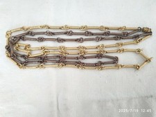 BIJOUX VINTAGE COLLANA DOPPIO FILO CILINDRI METAL.DORATO E COLOR BRONZO SATINATE