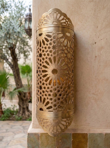 Moroccan brass wall - brass, lamp
