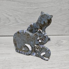 Blue Ceramic Cats Unsigned