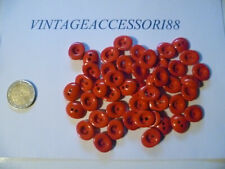 LOTTO 45 BOTTONI PLASTICA ROSSO LACCA VINTAGE ANNI 70 LINEATO 24 - 15 MM