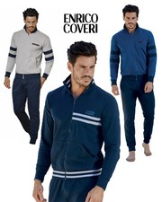 Tuta Uomo Enrico Coveri 100% Cotone Garzato– Tuta Sportiva Leggera Casa Palestra