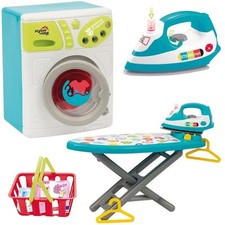 Set Lavanderia Lavatrice e Ferro Asse da Stiro Giocattolo Luci e Suoni Bambini