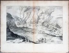 Stampa antica Forum Vulcani Solfatara Napoli P. Mortier 1704 blaeu pozzuoli