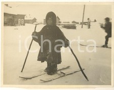 1935 LOVOZERO (URSS) Ritratto di bambino sugli sci *Foto 24x18 cm
