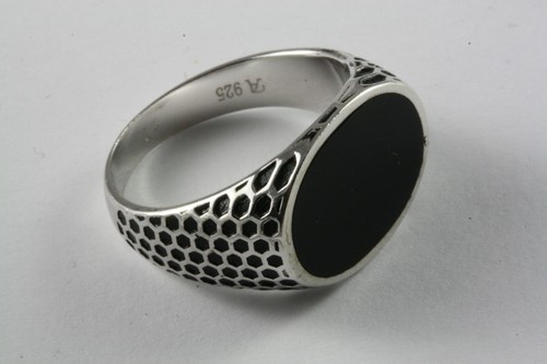 Anello uomo nero pietra - anello,