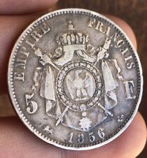 5 Franchi 1856 Lione Raro Napoleone III Imperatore Di Francia Argento