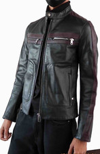 Giacca di pelle Dolce & Gabbana nuova con etichette Cafe-racer Bull - NERA EU44/US34/XS (XS)