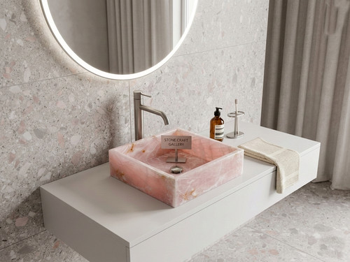 Lavabo vetro onice rosa - onice,