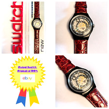 Swatch Automatico Nuovo NOS Black Circles SAB102 1993 Vintage Orologio da polso