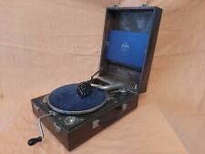 Antico GRAMMOFONO portatile LEGNO Valigetta COLUMBIA N.81 Anni '30 Funzionante !