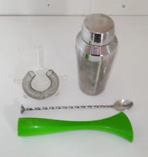 Cocktail Shaker Set with Strainer, Muddler & Mixing Spoon – 4 Piece Bar Kit