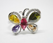 Anello Farfalla in Argento 925 con Zirconi Multicolor  misure 13 14 15 16