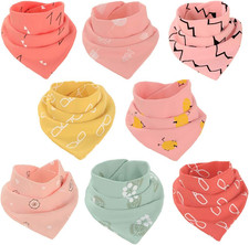 8 Pezzi Bavaglini Cotone Bavaglino Morbido E Assorbente Asciugamano Saliva Bavag