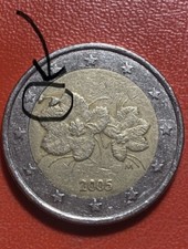 2 € Finlandia 2005 Fiori Di Lampone Errore di CONIO eccesso Di Metallo