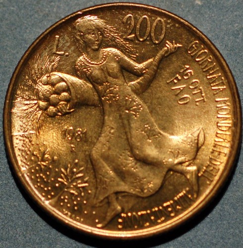 1981 italia 200 lire - 200, fao