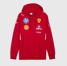 Scuderia Ferrari F1 Pullover Felpa con Cappuccio Uomo Rosso 2025 Team Hoodie Top