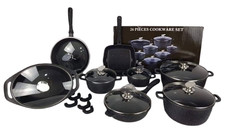 Batteria di Pentole in Pietra Lavica Biologica 26 Pezzi – Set Professionale