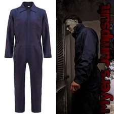 Costume Halloween Uomo Vestito Fantasia Michael Myers Navy Tuta Caldaia Tuta Maschera 