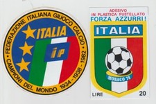 ITALIA CALCIO IP + MONDIALI MONACO 1974 LOTTO 2 ADESIVI VINTAGE #CASS4