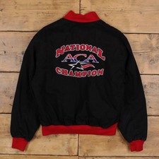 Giacca Vintage Campione Nazionale Varsity M Anni 90 Bomber Campionato ACA Nero