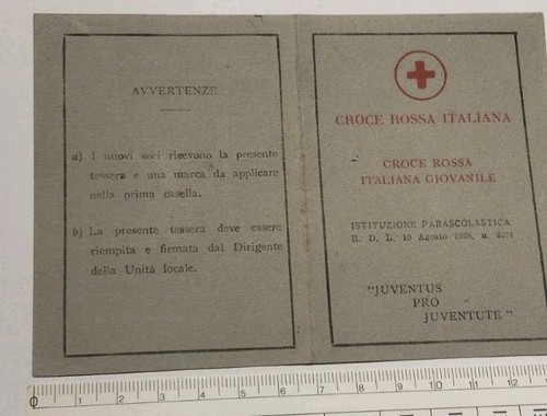 Tessera croce rossa italiana - rossa,