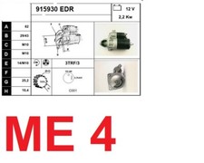 MOTORINO AVVIAMENTO 12V 2,2 KW A/R AR6 CITROEN C25 FIAT DUCATO TALENTO EDR