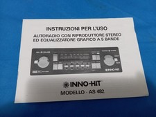 INNO-HIT AS 482 AUTORADIO Vintage MANUALE D'USO ISTRUZIONI ORIGINALE - Usato vtg