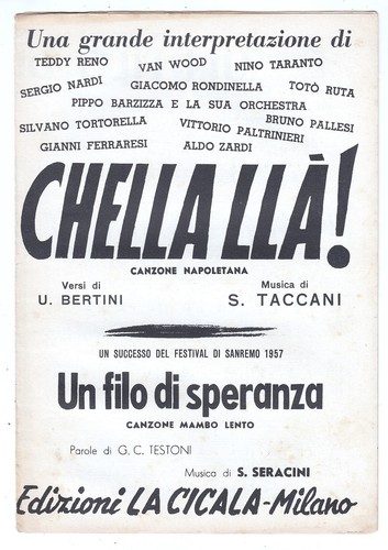 Spartito chella lla - spartito, canzone