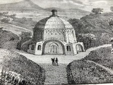 ABRUZZO-CHIETI-TRICALLE-ANTICA VEDUTA CON TEMPIO-STAMPA LITOGRAFICA-CIRELLI-'800