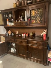 credenza arte povera a tre ante di legno massello in castagno, con intarsi e vet