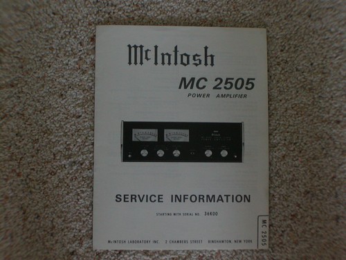 Manuale servizio mcintosh - manuale, di