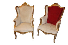 Coppia di poltrone francesi Luigi XV con "orecchie" – Seconda metà '800