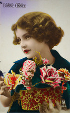 Postcard Birthday Alfred Noyer Studio Paris France 1920s Glamour Art Deco RPPC