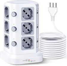 KOOSLA Ciabatta Elettrica 12 Prese Universali e 6 slot usb cavo 5m