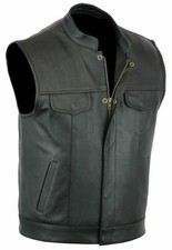 Gilet Sons Of Anarchy gilet in pelle gilet moto taglio nero/marrone