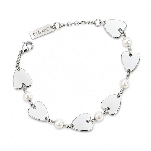 Bracciale cuori perle sagapo - cuori,