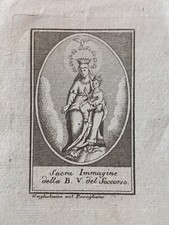 Santino Canivet Incisione Stampa 1700 Beata Vergine Del Soccorso 