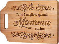 Regalo Festa Della Mamma, Regalo Mamma Compleanno - Idee Tagliere in Bambù Incis