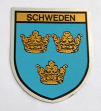 Adesivo Souvenir Svezia Tre Corone Stemma Casa Reale Stoccolma Anni '80