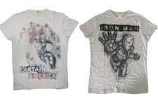 T Shirt Uomo Captain America + Iron Man Marvel The Avengers Bianco Grigio M