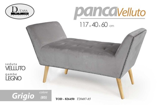 Panca velluto grigio - velluto, classica